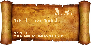 Miklóssy András névjegykártya